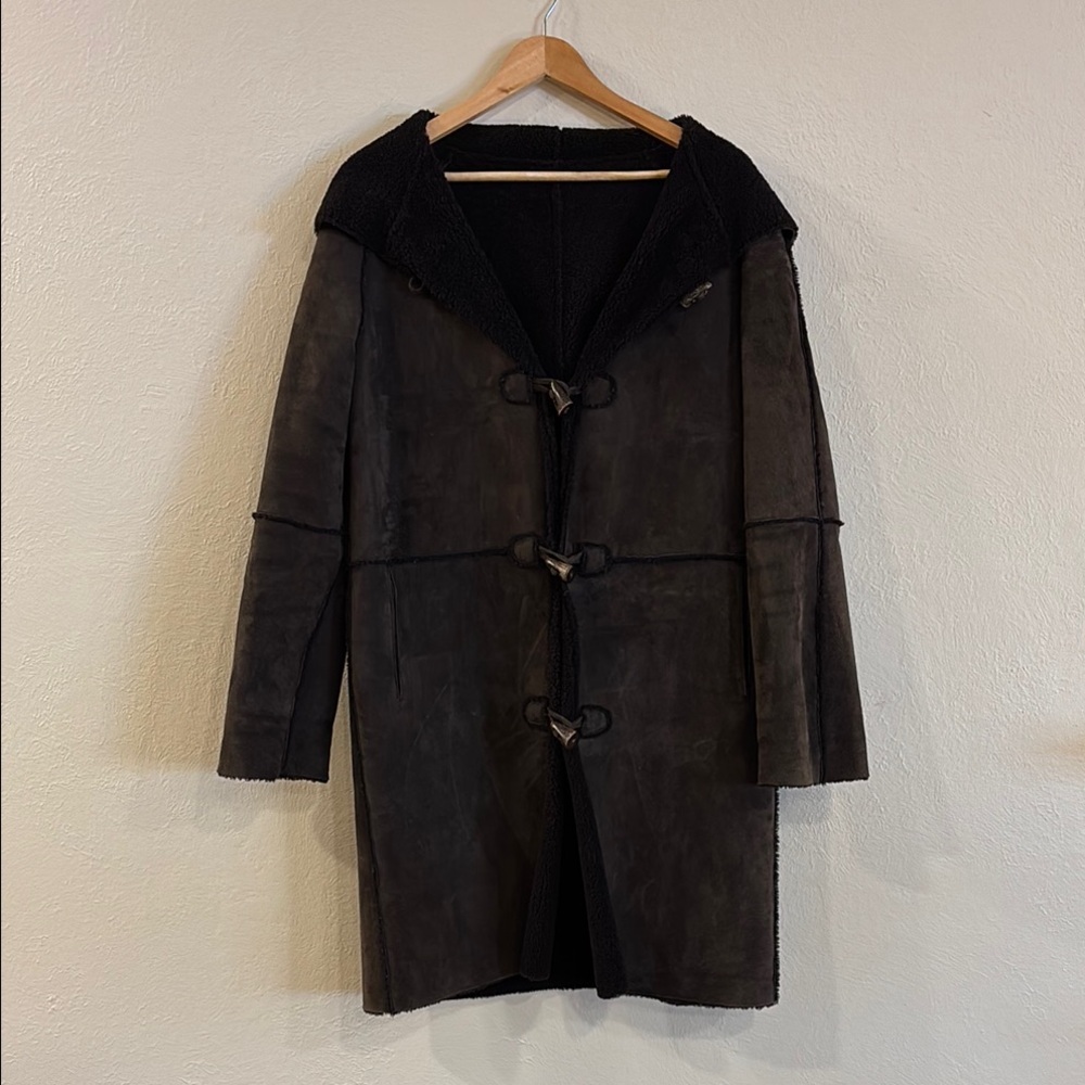 Vintage Oscar de la Renta merino shearling suede long coat
